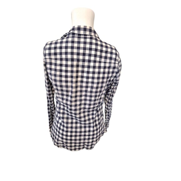 J. CREW Gingham Button Down Shirt Cotton Shirt Navy White Sz XS - Picture 8 of 9